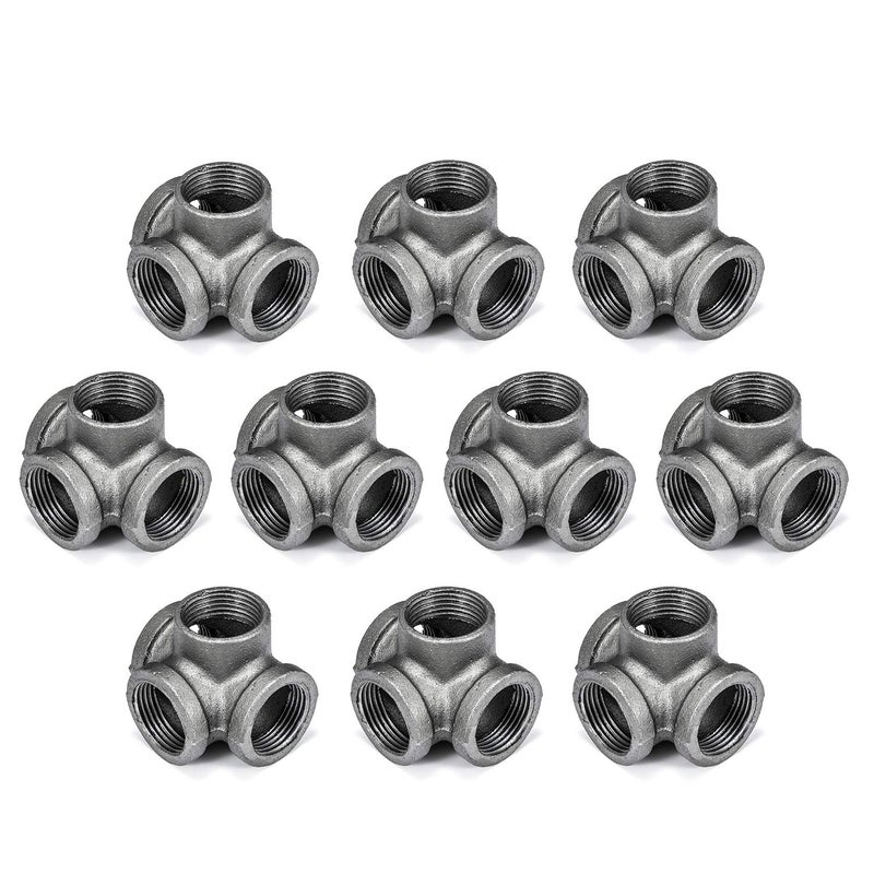Home TZH 3/4" 4-Way Side Outlet Tee, Home TZH Malleable iron Pipe Fittings for Industrial vintage style, Flanges with Threaded Hole for DIY Project/Furniture/Shelving Decoration (10, 3/4") - Image 1